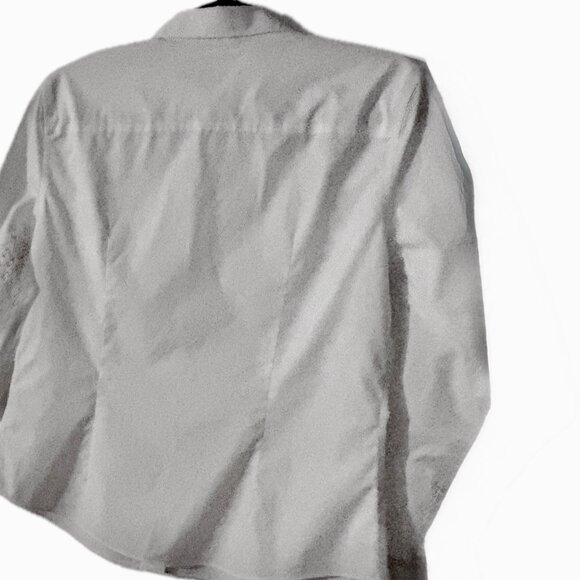 Brooks Brothers White Fitted Cotton Sateen Three-Quarter Sleeve Blouse Womens 8 - Picture 10 of 12